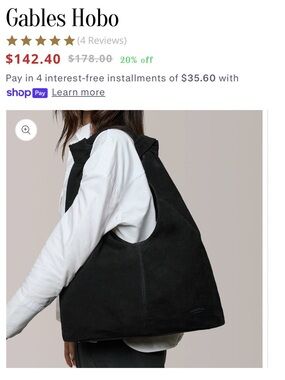 American Leather Co Gables Hobo - Genuine suede - black